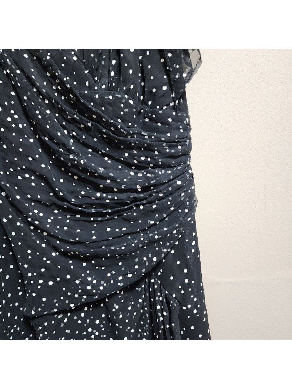 Vintage New Leaf Vneck polka dots draped midi dress size 6 - Picture 3 of 8